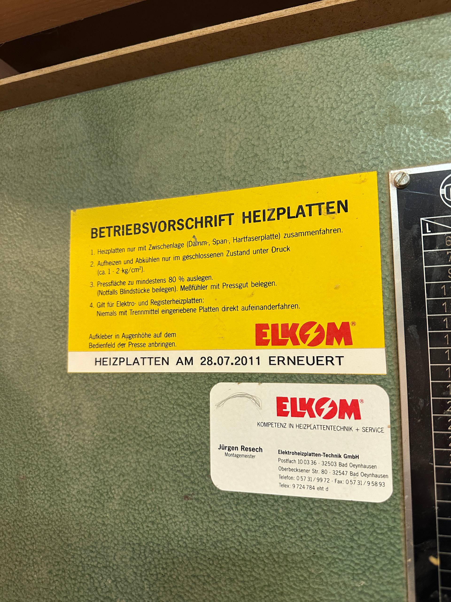 OTT Furnierpresse 3000 × 1350 mit neuen Heizplatten 2011 – Bild 8